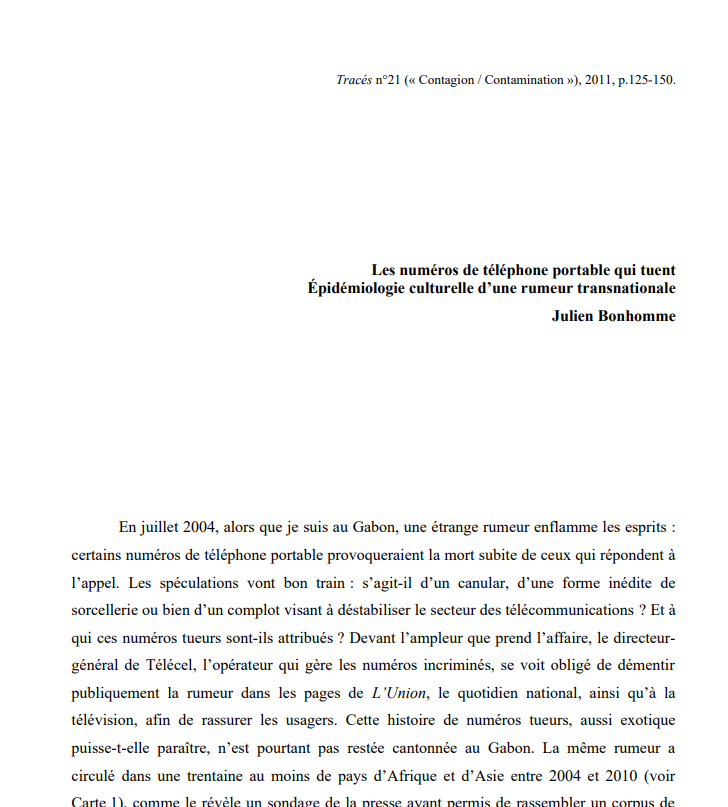 Les numéros de téléphone portable qui tuent [...], Julien Bonhomme